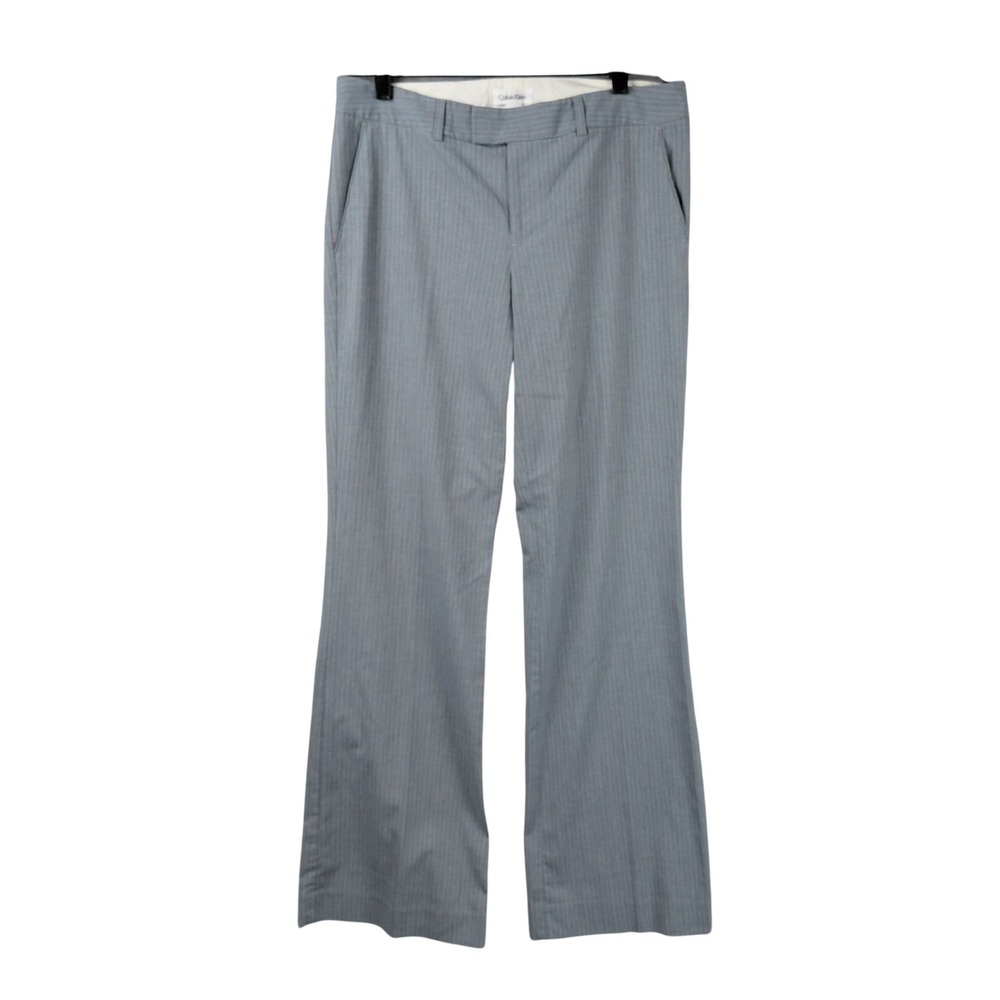 Calvin Klein Womens Blue Pinstripe Dress Pants Straight Leg Size 8 RN 36543